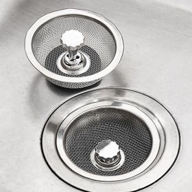 1pc Sink Filter With Plug; Kitchen Stainless Steel Water Filter; Wash Basin Slag Screen - Silvery