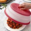 1pc Kitchen Foldable Microwave Food Cover; Fresh-Keeping Reusable Proof Clear Refrigerator Preservation Lid - Rose Red