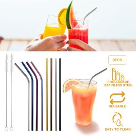 10Pcs 8.5in Stainless Steel Drinking Straws Reusable Metal Drinking Straws for 20oz Tumbler - Color