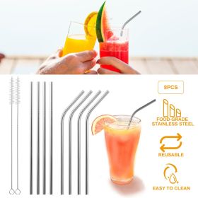 10Pcs 8.5in Stainless Steel Drinking Straws Reusable Metal Drinking Straws for 20oz Tumbler - SLV