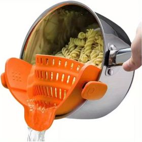 1pc Silicone Pot Strainer And Pasta Strainer, Adjustable Silicone Clip On Strainer For Pots, Pans, And Bowls, Kitchen Gadgets - 1 Pack Orange