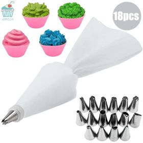 8/10/18PCS Silicone Pastry Bag Tips Kitchen Cake Icing Piping Cream Cake Decorating Tools Reusable Pastry Bags Nozzle Set - White