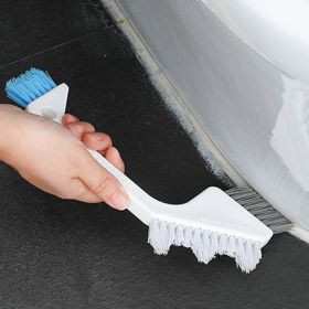 1pc Bathroom Brush; Tile Corner Crevice Brush; Multifunctional Cleaning Brush; Floor Drain Brush 9.06"x4.13" - White