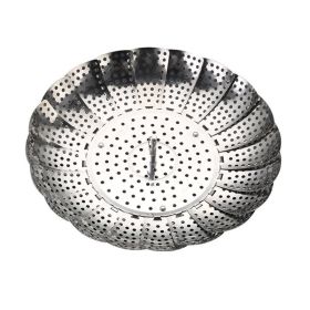 1pc Foldable Steaming Tray; Retractable Steaming Rack; Fruit Tray; Fruit Drainer - Stainless Steel