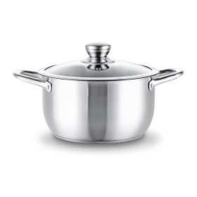 Stainless Steel 5QT Stock Pot with Tempered Glass Lid and Double Handles  - Stainless Steel