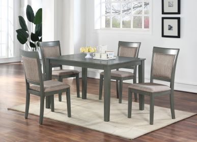 5pc Dining Room Set Dining Table w wooden Top Cushion Seats Chairs Kitchen Breakfast Dining room Furniture Oak Veneer Unique Design - as Pic
