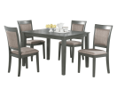 5pc Dining Room Set Dining Table w wooden Top Cushion Seats Chairs Kitchen Breakfast Dining room Furniture Oak Veneer Unique Design - as Pic