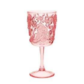 Paisley Plastic Wine Glasses Set of 4 (13oz), BPA Free Acrylic Wine Glass Set, Unbreakable Red Wine Glasses, White Wine Glasses - as Pic