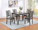 Grey Finish Dinette 5pc Set Kitchen Breakfast Dining Table w wooden Top Upholstered Cushion Chairs Dining room Furniture - as Pic