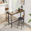 Bar Table Set with 2 Bar stools PU Soft seat with backrest, Rustic Brown,43.31'' L x 15.75'' W x 23.62'' H. - as Pic