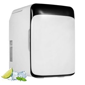 Portable Cooler Compact Mini Refrigerator For Bedroom Office Car Boat Dorm Skincare  - Black & White - 10 L