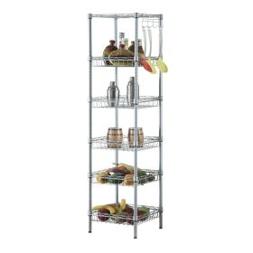 Concise 6 Layers Carbon Steel & PP Storage Rack Silver Gray  YJ  - Silver