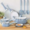 12pc Ceramic Cookware Set, Blue Linen - Blue Linen