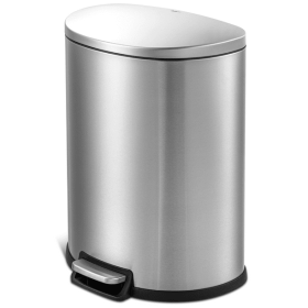 50L/13Gal Heavy Duty Hands-Free Stainless Steel Commercial/Kitchen Step Trash Can - Silver