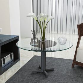 24" Inch Round Tempered Glass Table Top Clear Glass 1/4" Inch Thick Round Polished Edge - Transparent