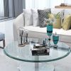 32" Inch Round Tempered Glass Table Top Clear Glass 3/8 Inch Thick Beveled Polished Edge - Transparent