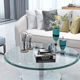 32" Inch Round Tempered Glass Table Top Clear Glass 3/8 Inch Thick Beveled Polished Edge - Transparent