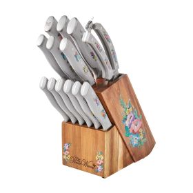 Pioneer Signature 14-Piece Stainless Steel Knife Block Set, Grayfloral - grayfloral