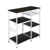35.5" Kitchen Baker's Rack Utility Storage Shelf Microwave Stand 3-Tier 3-Tier Table For Spice Rack Organizer Workstation Dark Brown - Brown