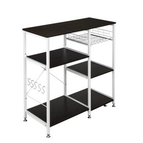 35.5" Kitchen Baker's Rack Utility Storage Shelf Microwave Stand 3-Tier 3-Tier Table For Spice Rack Organizer Workstation Dark Brown - Brown