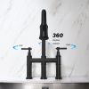 Pull Down Double Handle Kitchen Faucet-dk - Matte Black