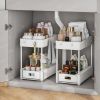 2 Pack Under Sink Organizers and Storage Bathroom Organizer Under Sink, Pull Out Cabinet Organizer for Kitchen Bathroom Sink Storage, White - as Pic