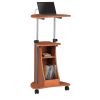 Techni Mobili Sit-to-Stand Rolling Adjustable Height Laptop Cart With Storage, Woodgrain - as Pic