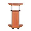 Techni Mobili Sit-to-Stand Rolling Adjustable Height Laptop Cart With Storage, Woodgrain - as Pic