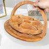Bamboo Foldable Fruit Storage Basket Creative Collapsible Fruit Candy Plate Nuts Snacks StorageTray Home Decoration Gift Basket - love
