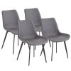 4pcs Disassembled PU Iron Pipe Curved Dining Chair Black - as picture