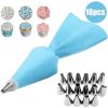 8/10/18PCS Silicone Pastry Bag Tips Kitchen Cake Icing Piping Cream Cake Decorating Tools Reusable Pastry Bags Nozzle Set - Green