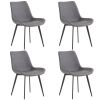 4pcs Disassembled PU Iron Pipe Curved Dining Chair Black - as picture