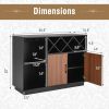 Industrial Sideboard Cabinet with Removable Wine Rack and Glass Holder - Black, Brown