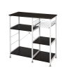 35.5" Kitchen Baker's Rack Utility Storage Shelf Microwave Stand 3-Tier 3-Tier Table For Spice Rack Organizer Workstation Dark Brown - Brown