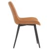 4pcs Disassembled PU Iron Pipe Curved Dining Chair Brown - as picture