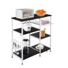 35.5" Kitchen Baker's Rack Utility Storage Shelf Microwave Stand 3-Tier 3-Tier Table For Spice Rack Organizer Workstation Dark Brown - Brown