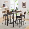 Bar Table Set with 4 Bar stools PU Soft seat with backrest, Rustic Brown, 47.24'' L x 23.62'' W x 35.43'' H - as Pic