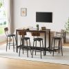Bar Table Set with 4 Bar stools PU Soft seat with backrest, Rustic Brown, 47.24'' L x 23.62'' W x 35.43'' H - as Pic