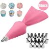 8/10/18PCS Silicone Pastry Bag Tips Kitchen Cake Icing Piping Cream Cake Decorating Tools Reusable Pastry Bags Nozzle Set - Green