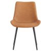 4pcs Disassembled PU Iron Pipe Curved Dining Chair Brown - as picture