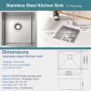 14 x 14 Inch Undermount Kitchen Sink, 16 Gauge Stainless Steel Wet Bar or Prep Sinks Single Bowl - 14*14