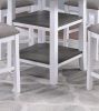 Counter Height Dining Table w Storage Shelve 4x Chairs Padded Seat Unique Design Back 5pc Dining Set White Color - as Pic