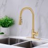 Pull Down Kitchen Faucet with Sprayer Stainless Steel Brushed Gold - as Pic