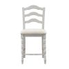 ACME Bettina 5PC COUNTER HEIGHT TABLE SET Beige Fabric, Antique White & Weathered Oak Finish DN01439 - as Pic