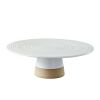 Better Homes & Gardens Abbott Exposed Clay Stoneware Pedestal Cake Stand, White Speckled, 3.52lbs - Better Homes & Gardens