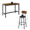 Bar Table Set with 4 Bar stools PU Soft seat with backrest, Rustic Brown, 47.24'' L x 23.62'' W x 35.43'' H - as Pic