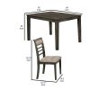5 Pc Dining Table Set Weathered Gray Dining Chairs & Table Solid wood Beige Padded Fabric Cushions Slat Back Chair Dining Room Furniture - as Pic