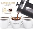 French Press Coffee Tea Maker; with 4 Level Filtration System Borosilicate Glass Durable Stainless Steel Thickened Heat Resistant - default