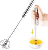 Semi-Automatic Egg Whisk Hand Push Egg Beater Stainless Steel Blender Mixer Whis - Silver