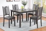 Grey Finish Dinette 5pc Set Kitchen Breakfast Dining Table w wooden Top Upholstered Cushion Chairs Dining room Furniture - as Pic